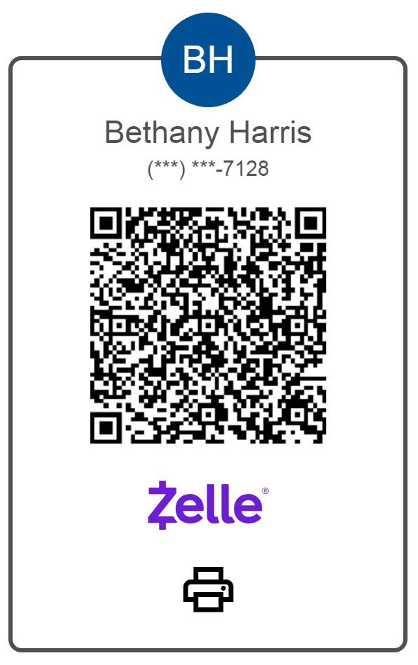 Ms. Bethany's Zelle QR code